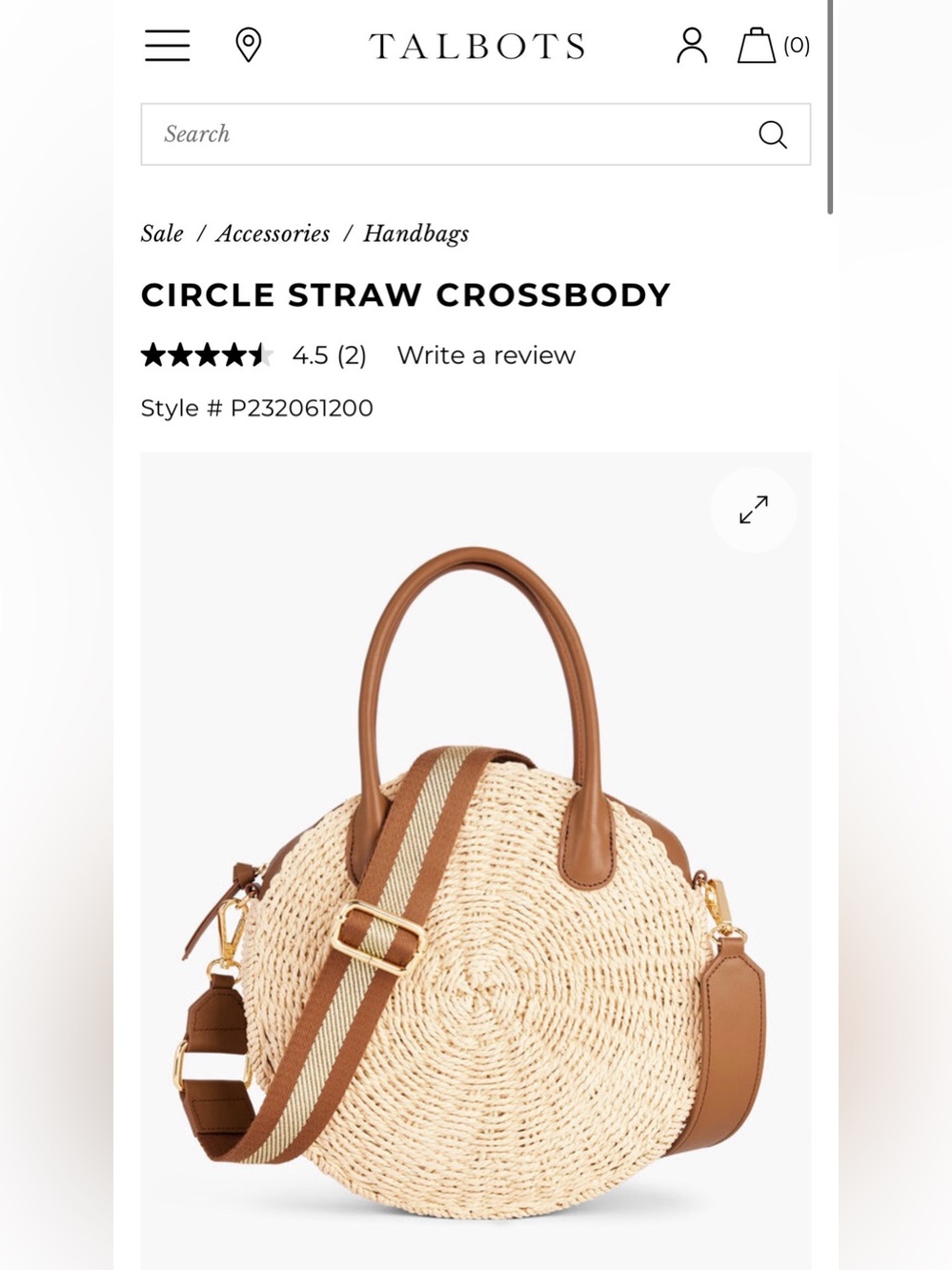 Talbots circle straw crossbody bag